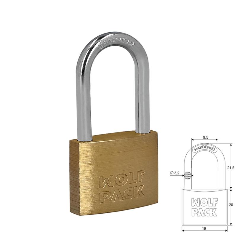 Candado wolfpack laton arco largo 20 mm. Candado wolfpack laton arco largo 20 mm.