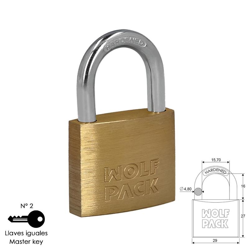 Candado wolfpack laton arco normal llaves iguales 30 mm. nº2 Candado wolfpack laton arco normal llaves iguales 30 mm. nº2