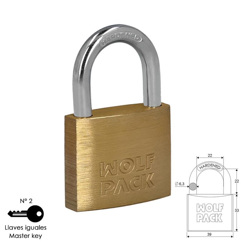 Candado wolfpack laton arco normal llaves iguales 40 mm. nº2 Candado wolfpack laton arco normal llaves iguales 40 mm. nº2