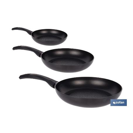 PACK DE 3 SARTENES ANTIADHERENTE ALUMINIO 16 20 22 CM