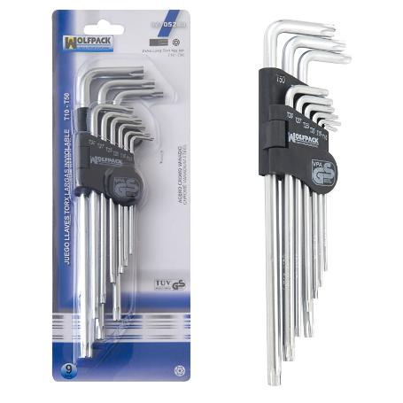 JUEGO LLAVES TORX L 9 PIEZAS LARGO INVIOLABLE