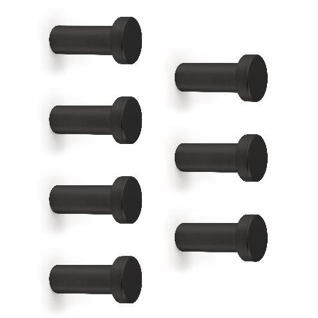 EMUCA LOTE DE 7 COLGADORES DE PARED WELLINGTON, ZAMAK, PINTADO NEGRO