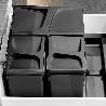 EMUCA KIT DE CONTENEDORES DE RECICLAJE PARA CAJÓN DE COCINA RECYCLE ALTURA 266MM, 2X7LITROS, PLÁSTICO, NEGRO