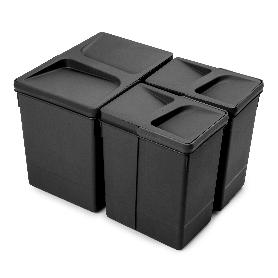 EMUCA KIT DE CONTENEDORES DE RECICLAJE PARA CAJÓN DE COCINA RECYCLE ALTURA 266MM, 1X15LITROS, 2X7LITROS, PLÁSTICO, 