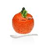 AZUCARERO CERAMICA + CUCHARA NARANJA