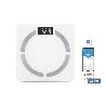 BÁSCULA DE BAÑO DIGITAL BLANCA CON PANTALLA LCD, USB Y MEDICIÓN IMC DE GRASA VISCERAL 30 X 30 X 2,2 CM