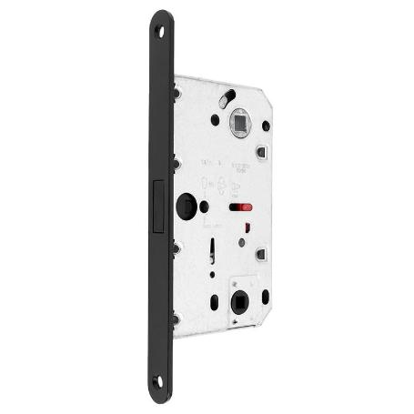 PICAPORTE MAGNETICO POLARIS 2XT E50 BAÑO. CROMO SATINADO. FRONTAL 18X196MM CUADRADILLO 6X6 Y 8X8MM. ACABADO NEGRO M