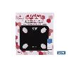 BÁSCULA DE BAÑO DIGITAL NEGRA CON PANTALLA LCD, USB Y MEDICIÓN IMC DE GRASA VISCERAL 30 X 26,5 X 2,2 CM