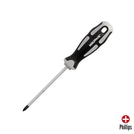 DESTORNILLADOR PHILLIPS ACERO S2 MANGO TPR BIMATERIAL. MEDIDA PH 1 X Ø 5,0 X 100 MM.  DIN5262.