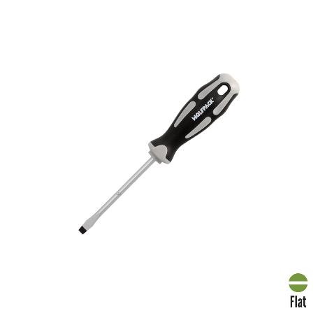 DESTORNILLADOR PLANO ESTAMPADO ACERO S2 MANGO TPR BIMATERIAL. MEDIDA 1,2 X Ø 6,5 X 100 MM.  DIN5265