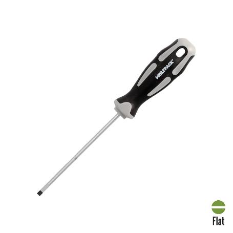 DESTORNILLADOR PLANO VACIADO ACERO S2 MANGO TPR BIMATERIAL. MEDIDA 0,8 X Ø 4,0 X 100 MM.  DIN5265