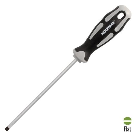 DESTORNILLADOR PLANO VACIADO ACERO S2 MANGO TPR BIMATERIAL. MEDIDA 1,2 X Ø 6,0 X 150 MM.  DIN5265