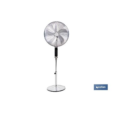 VENTILADOR DE PIE GRIS METALIZADO OSCILANTE CON 3 VELOCIDADES Y TEMPORIZADOR Ø45 CM 70 W