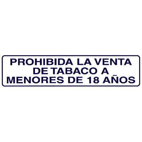 ROTULO ADHESIVO 250X63 MM. PROHIBIDA VENTA TABACO  18AÑOS