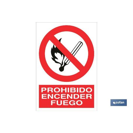 SEÑAL POLIESTIRENO 297X210 MM. PROHIBIDO ENCENDER FUEGO