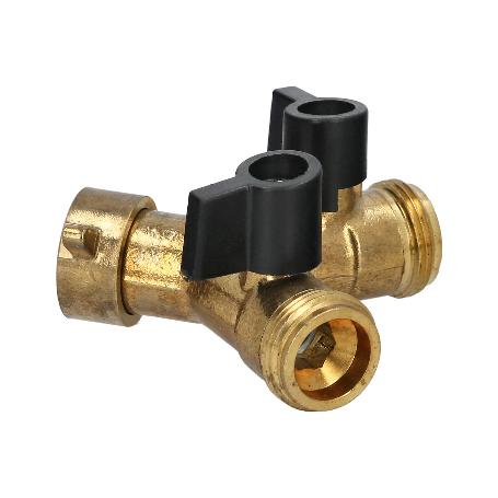 ADAPTADOR MANGUERA LATON 2 TOMAS MACHO 3/4, DUPLICADOR GRIFO, ADAPTADOR 2 VIAS, ENTRADA 3/4 HEMBRA