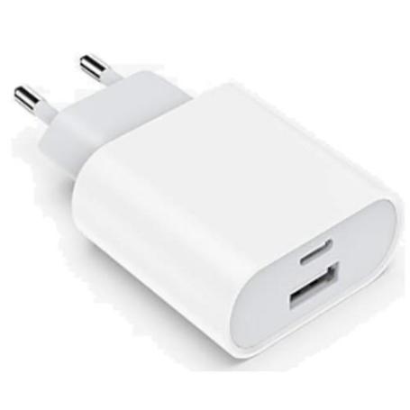VELAMP-EGP700-1-CARGADOR DE 20 W CA/CC 220 V CON SALIDAS USB-A Y USB-C BLANCO