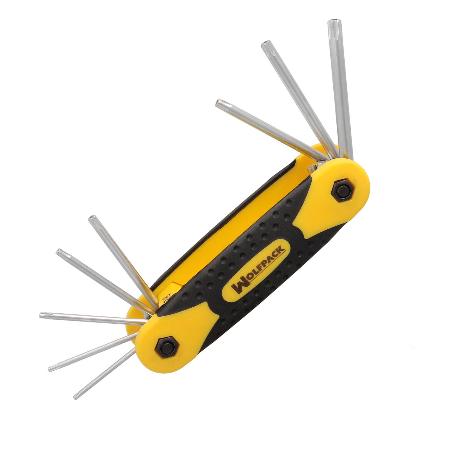 JUEGO LLAVES TORX PLEGABLE  8 PIEZAS INVIOLABLE, LLAVE TORX HEXAGONAL, LLAVE ESTRELLA, LLAVE ALLEN ESTRELLA