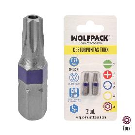 PUNTAS DESTORNILLADOR TORX 27 INVIOLABLE (2 PIEZAS). ACERO S2 AL CROMO VANADIO. PUNTAS HEXAGONALES, DESTORPUNTAS,