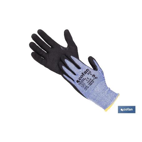 GUANTE ANTICORTE HPPE IMPREGNADO DE NITRILO SANDY COAT TALLA 6   CAJA 12 UNID.