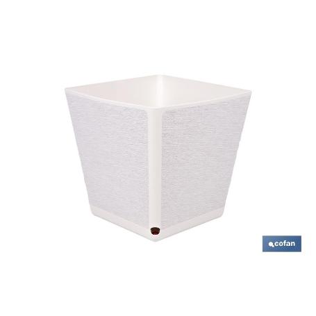 MACETA O MACETERO GAMA TEXTIL CUADRADA COLOR BLANCO PP 298 X 298 X 300 MM 18 L   CAJA 4 UNID.