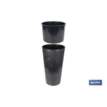 MACETERO 2 EN 1 FORMA CÓNICA CON DEPÓSITO COLOR NEGRO PP Ø 255 X 466 MM 9,5 L VENTA UNITARIA