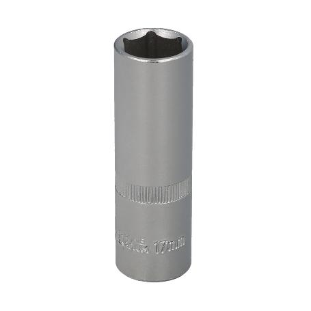 LLAVE VASO 1/2 HEXAGONAL LARGA 17 MM. PERFIL DE 6 CARAS. ACERO CROMO VANADIO, ARISTAS REDONDAS