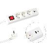 BASE MULTIPLE 3 TOMAS SCHUCKO Y 2 TOMAS USB (A / C) CON INTERRUPTOR Y TOMA DE TIERRA