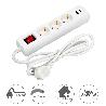 BASE MULTIPLE 3 TOMAS SCHUCKO Y 2 TOMAS USB (A / C) CON INTERRUPTOR Y TOMA DE TIERRA