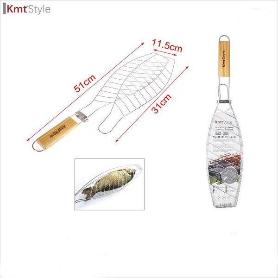 PARRILA REJILLA BARBACOA PARA PESCADO 51 CMS X 31 CMS X 11,5 CMS CON MANGO KMTSTYLE