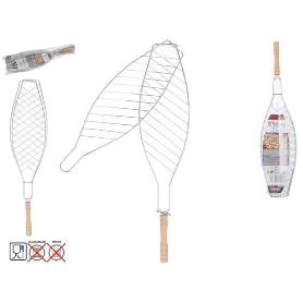 PARRILLA PESCADO RON 66X14,5 CMS CON MANGO MADERA PARA BBQ