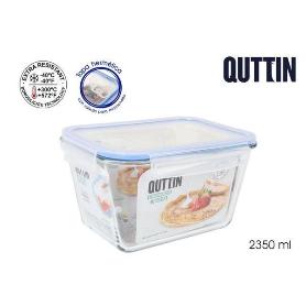 FIAMBRERA HONDA TAPA HERMETICA,DE CRISTAL,RECTAGULAR,CON VALVULA PARA MICRO 2350ML QUTTIN