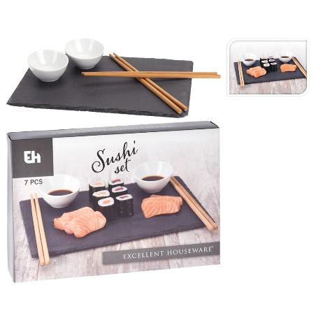 SUSHI PIZARRA + TAZONES + PALILLOS 7 PIEZAS