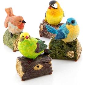 PAJARO TRONCO CON SONIDO 14CM SURTIDO
