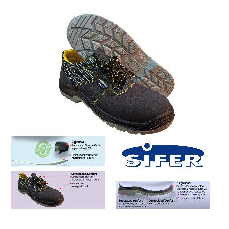 SIFER ZAPATO SEGURIDAD PIEL SERRAJE S1P PUNTERA  Nº43 LEYSS9190