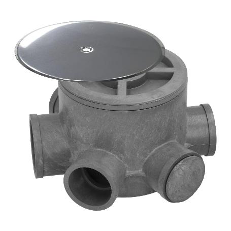 BOTE SIFÓNICO PVC TUBERIAS Ø 110 MM. SALIDAS Ø 50 Y 40 MM. ALTURA 105 MM.