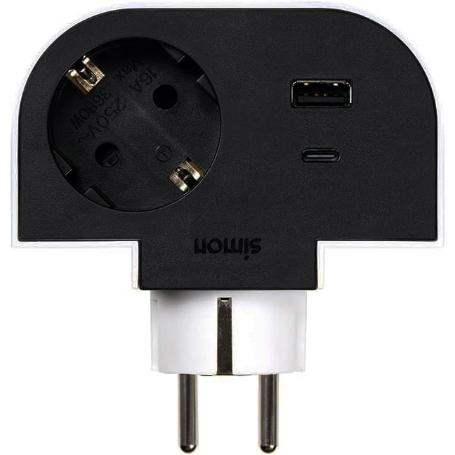 SIMON ADAPTADOR GIRATORIO PLUG1T + USB A+C 30 W CL610310