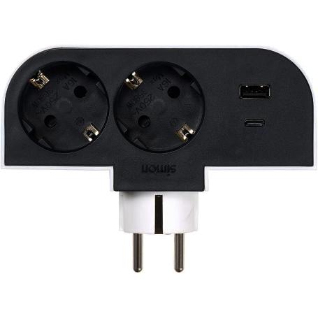 SIMON ADAPTADOR GIRATORIO PLUG1T+USB A+C 30 W CL610311