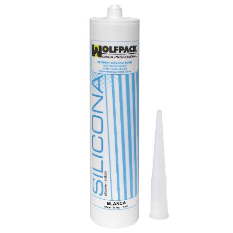 SELLADOR SILICONA ACIDA BLANCA 280 ML. SELLANTE PARA CRISTALERÍA, CARPINTERÍA METÁLICA, COCINAS BAÑOS, ETC.