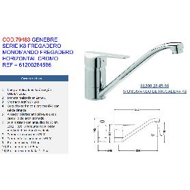 GENEBRE GRIFO K8 MONOMAND FREGADERO HORIZONTAL CR 61200284566