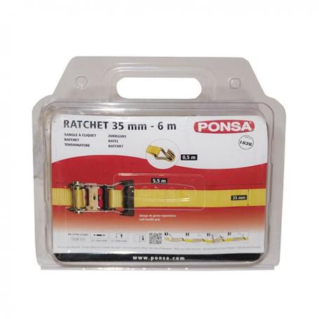 PONSA RATCHETS R-35 ESLINGA 5,5M+GANCHO CERR.REST.1250-2500 KG