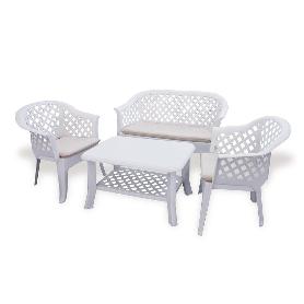 TRESILLO VERANDA BLANCO + COJINES