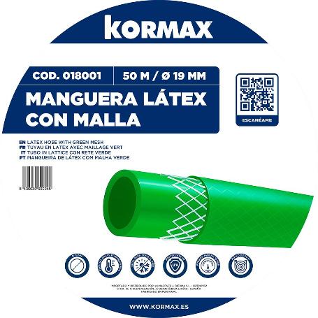 MANGUERA LATEX C/MALLA 19 MM VERDE 18 BAR
