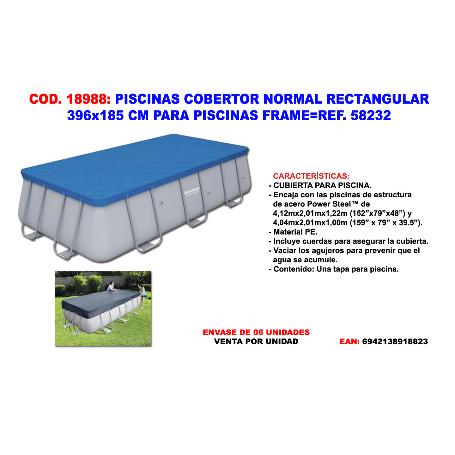 PISCINAS COBERTOR PVC REC 412 X 201 CM PISCINA POWER STEEL 58232-58232H