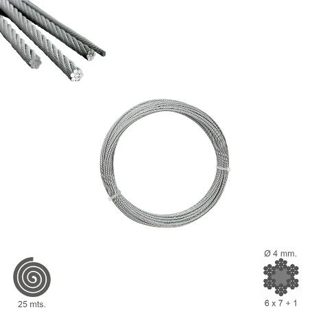 CABLE GALVANIZADO    4 MM. (ROLLO 25 METROS) NO ELEVACION