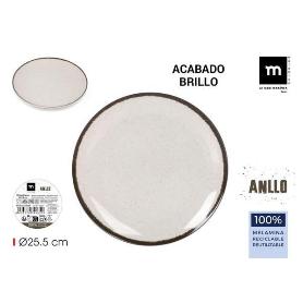 PLATO LLANO MELAMINA BRILLO RECICLABLE ANLLO 25,5 CMS LA MEDITERRANEA