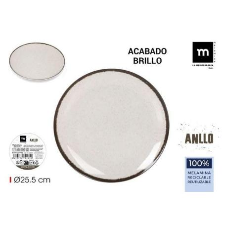 PLATO LLANO MELAMINA BRILLO RECICLABLE ANLLO 25,5 CMS LA MEDITERRANEA