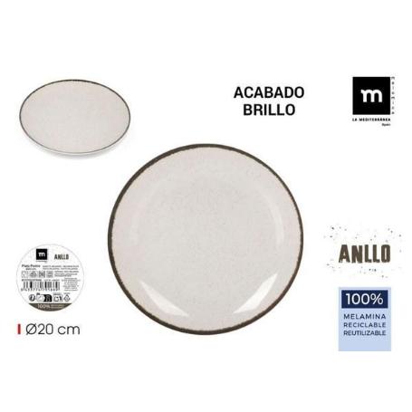 PLATO POSTRE MELAMINA RECICLABLE BRILLO ANLLO 20 CMS LA MEDITERRANEA