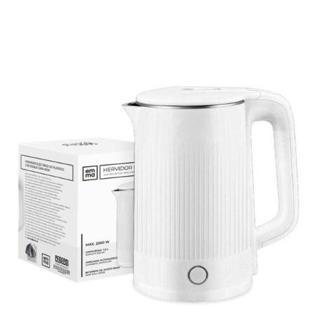 EMMA HERVIDOR DE AGUA RAPIDO Y POTENTE, DOBLE PARED BLANCO 2200 WATIOS 1,5 LITROS