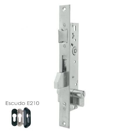 CERRADURA MONOPUNTO DE PALANCA BASCULANTE 2210, PICAPORTE REGULABLE, CILINDRO TE5, ENTRADA DE 25MM, ACABADO ACERO I